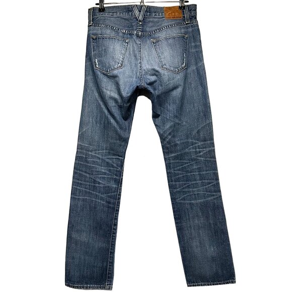 POINT SUR‎ Mid Rise Distressed Bootcut Jeans - EUC - size 26 - blue - ripped - Picture 7 of 13